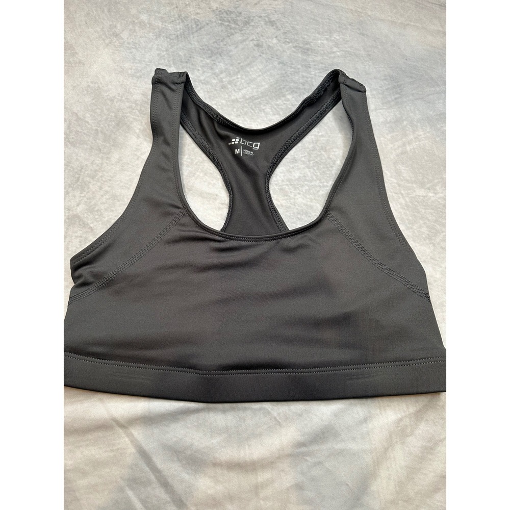 BCG Womens Racerback Sports Bra Charcoal Gray Size Medium Gym Yoga Activewear